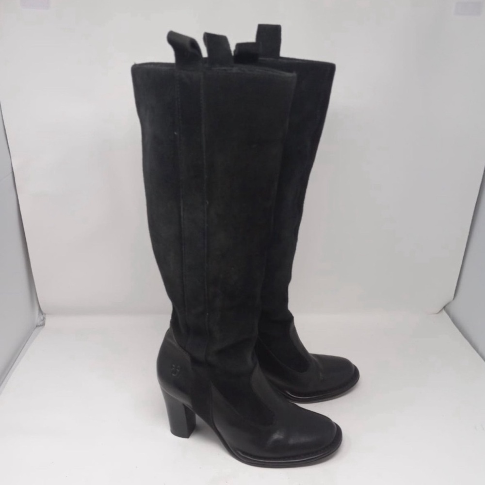 Frye Women’s Villager Pull On Tall Black Boots - Leather Suede Size 7 org. $395